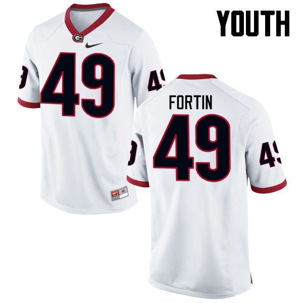 Youth Georgia Bulldogs #49 Turner Fortin College Football Jerseys-White
